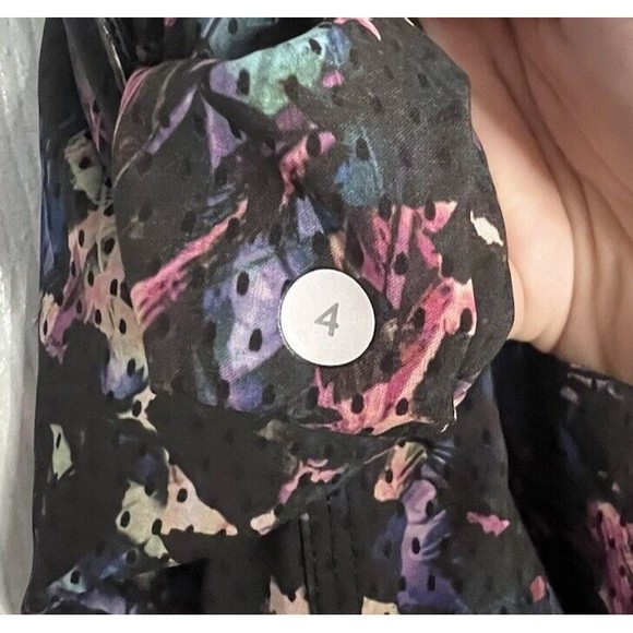 Lululemon Womens Om Pant Floral Black Multi Fold Over Waist Jogger Pant Sz 4 - Picture 10 of 10